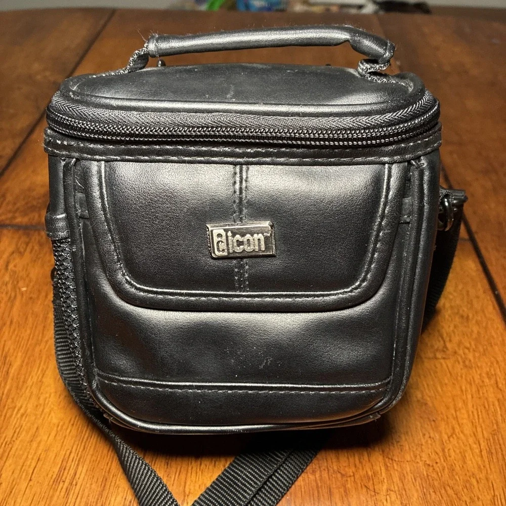 Icon Small Black Camera Storage Bag 6x5x3 Adjustable Strap